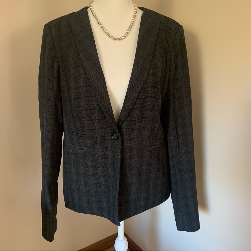 Laundry by Shelli Segal Dark Gray Plaid Blazer Size 12